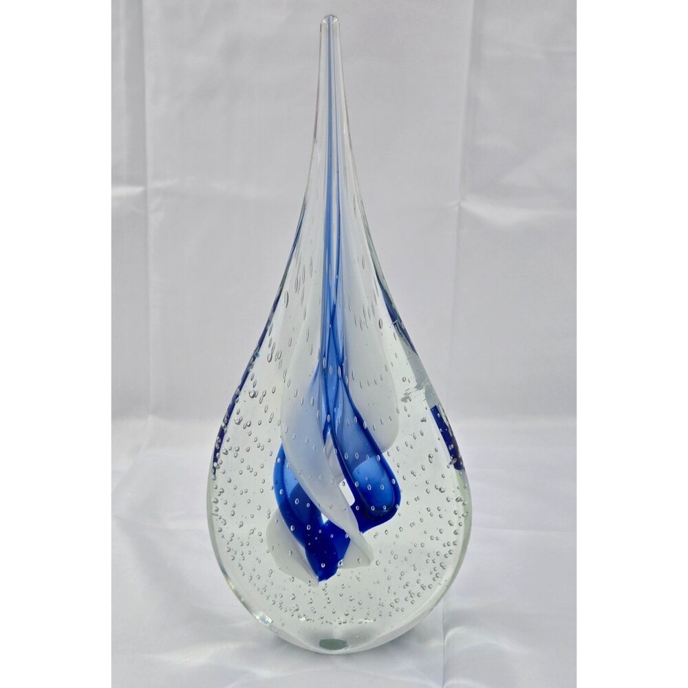 Vtg Murano Sommerso Tear Drop Laced Ribbon Controlled Bubble Large - AMAZING